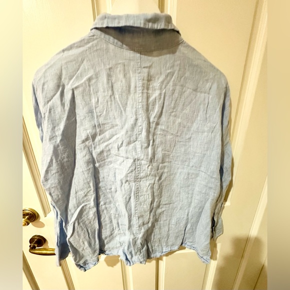 THE WHITE COMPANY 100% Linen Sky Blue Button Down Shirt Top Blouse - Picture 7 of 10